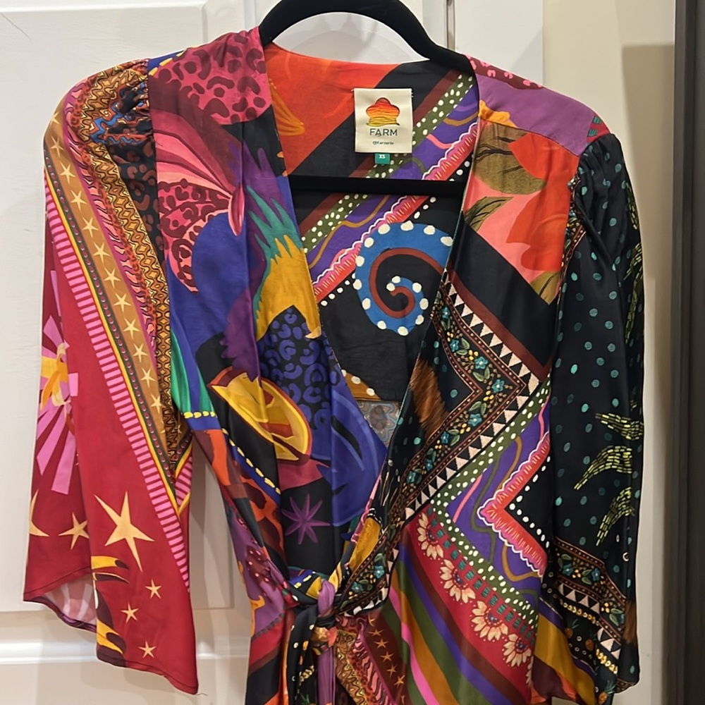 FARM Rio Multicolor Wrap Mini Dress - Picture 3 of 4